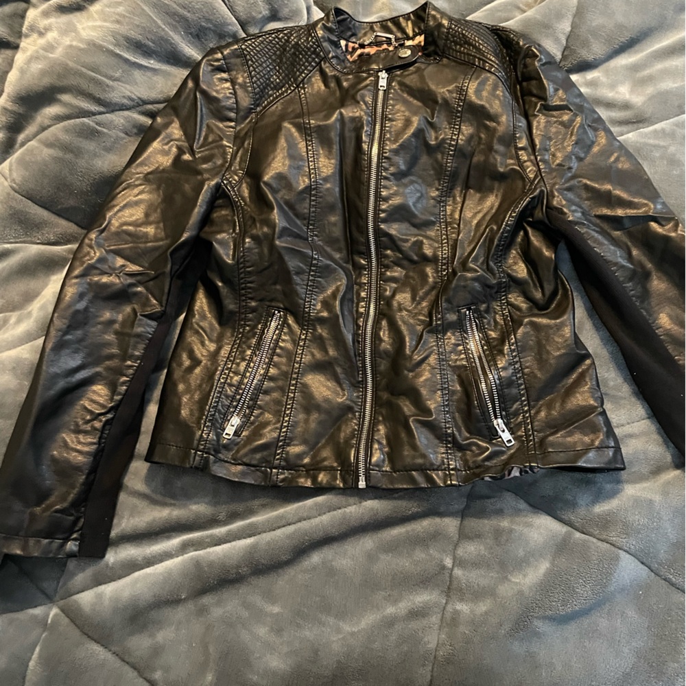 Black rivet leather jacket